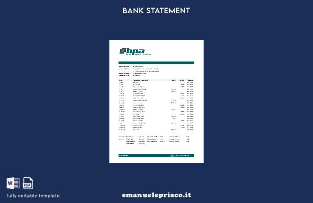 modello Excel di estratto conto bancario Cuba Banco Popular de Ahorro (BPA) in s